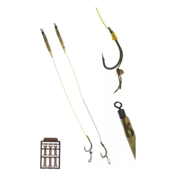 Bull Tackle Blow Back Combi Rig 40lb Camotex Semi Stiff X 2 Előkötött Horog  8#-1035 - Image 3